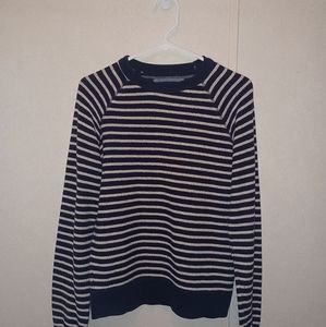 Aeropostale Navy Blue and Light Grey Striped Long Sleeve Shirt